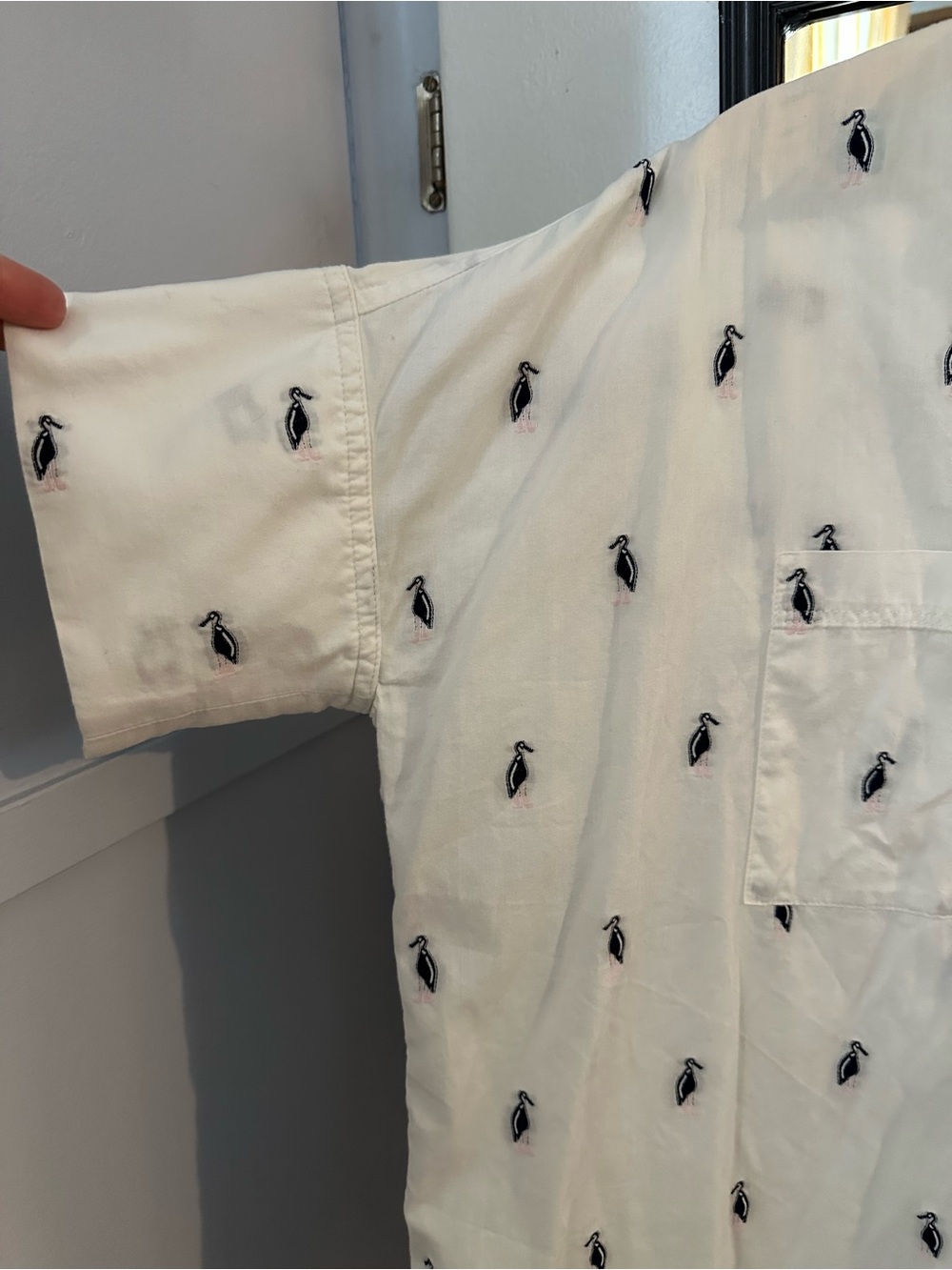 Madewell embroidered birds short sleeve button up